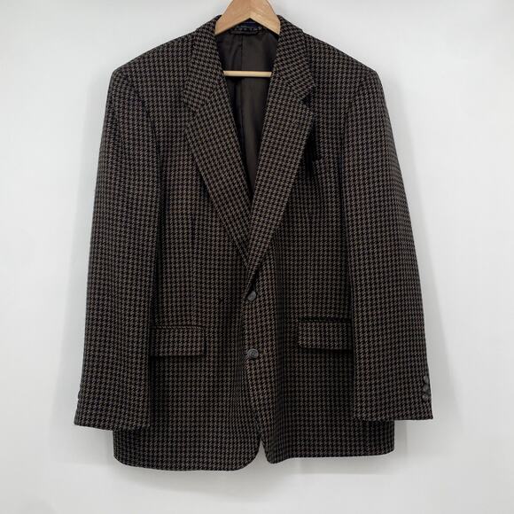 Peruvian Alpaca Herringbone Brown Tweed Sports Jacket Blazer Jeffrey Banks 44R - Picture 11 of 12